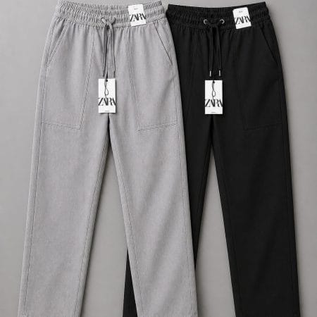 Remi Cotton Trouser Combo - Grey & Black(2pcs combo)