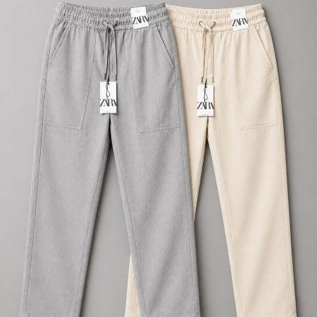Remi Cotton Trouser Combo - Grey & Beige( 2pcs combo )
