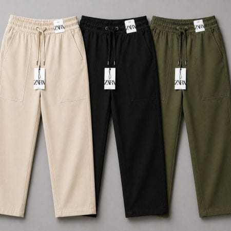 Remi Cotton Trouser Combo - Beige, Black & Olive Green( 3pcs combo )